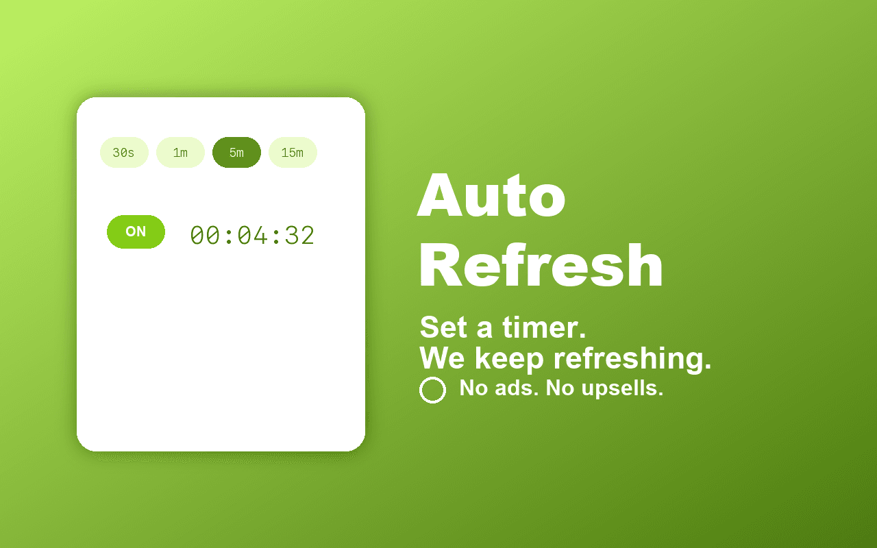 Auto Refresh Chrome extension screenshot showing the popup interface
