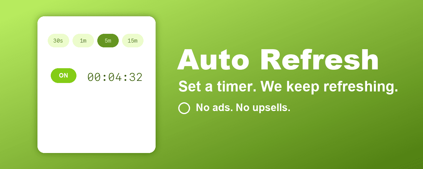 Auto Refresh Chrome extension screenshot showing the popup interface