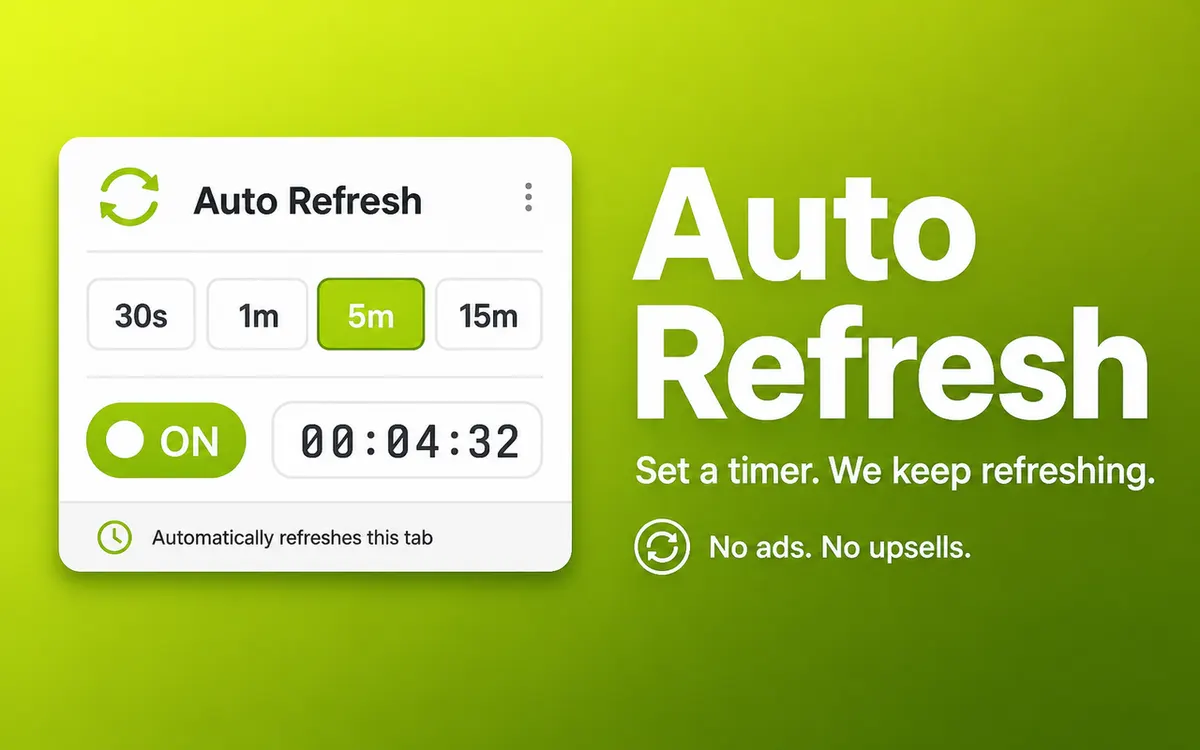 Auto Refresh Chrome extension screenshot showing the popup interface