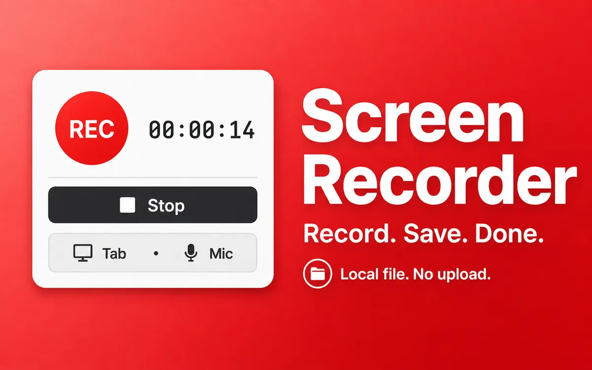 Screen Recorder Lite Chrome extension screenshot showing the popup interface