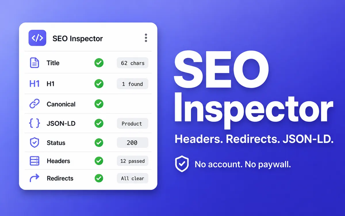 SEO Inspector Chrome extension screenshot showing the popup interface