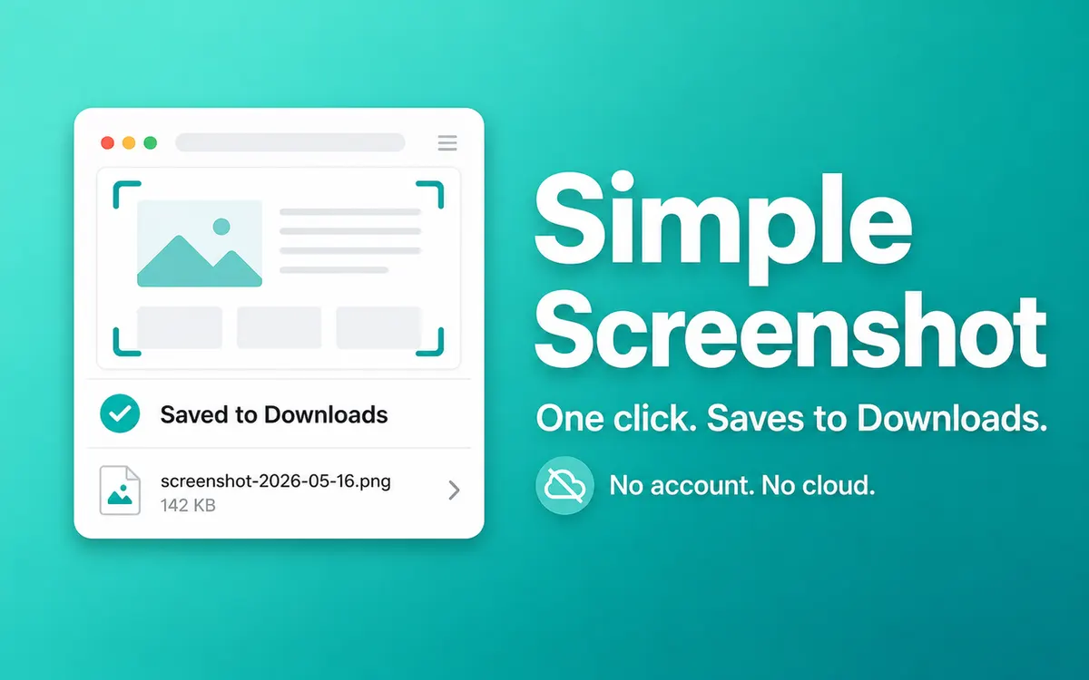 Simple Screenshot Chrome extension screenshot showing the popup interface